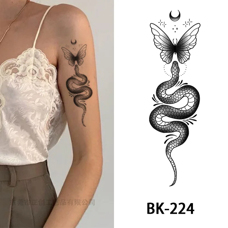 

Random 5Pcs Set Black White Sketch Flower TemporaryTattoo Stickers Rose Snake Butterfly Body Art Fake Tattoos Women Girls Party