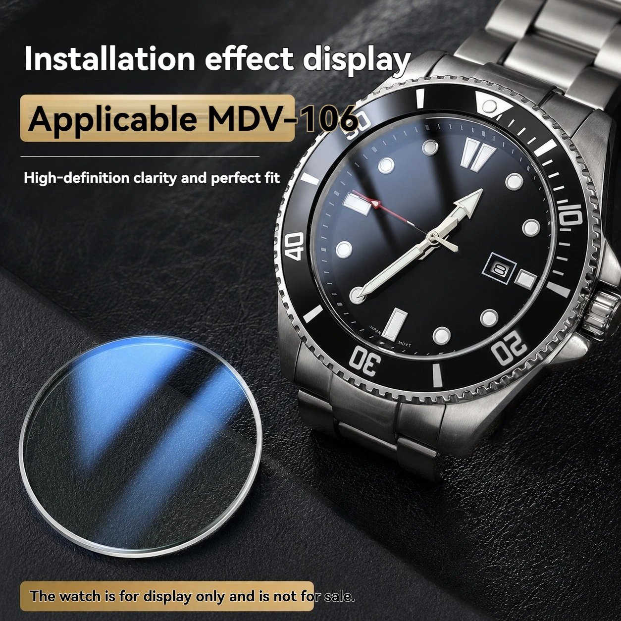 Sapphire Crystal Watch Glass Compatible with Casio Duro MDV-106 Flat Single Double Dome Clear Blue Red AR Coating Date Magnifier