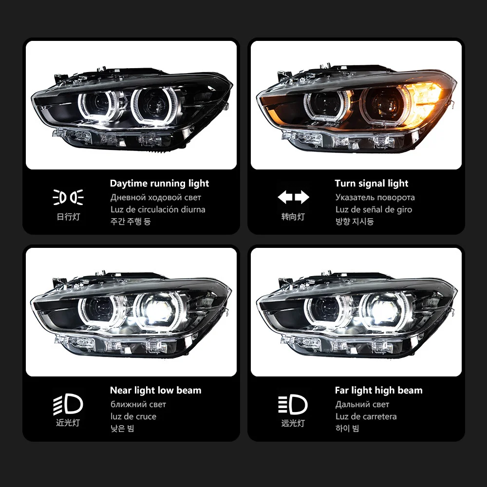 مناسبة لمجموعة المصابيح الأمامية BMW 1 Series F20 2015-2018 لتعديل الجري النهاري على شكل ملعقة ليزر LED