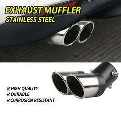 Car Universal Tailpipe One Out Two Baking Blue Model Accessories Stainless Steel Exhaust Tips Muffler Tail Double-Pipe Tube Tips