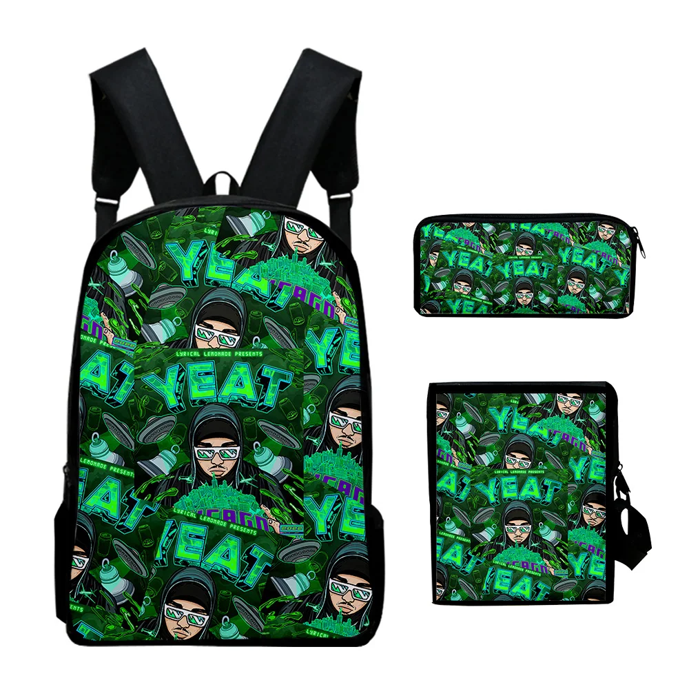 Plecak raper Yeat Merch 3-częściowe zestawy toreb na ramię Unisex Daypack 2023 w stylu Casual, na zamek błyskawiczny torba wyjątkowa piórnik