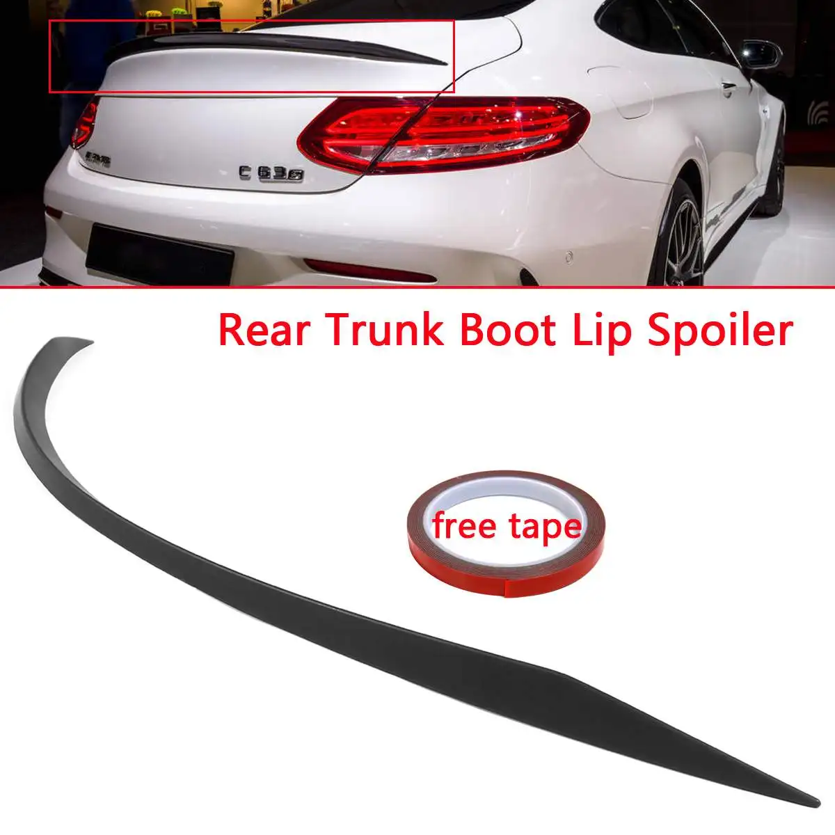 

High Quality Car Rear Trunk Boot Lip Spoiler Wing Lid Extension ABS For Mercedes For Benz W205 C63S 2DR 2017-2018 Rear Wing Lip