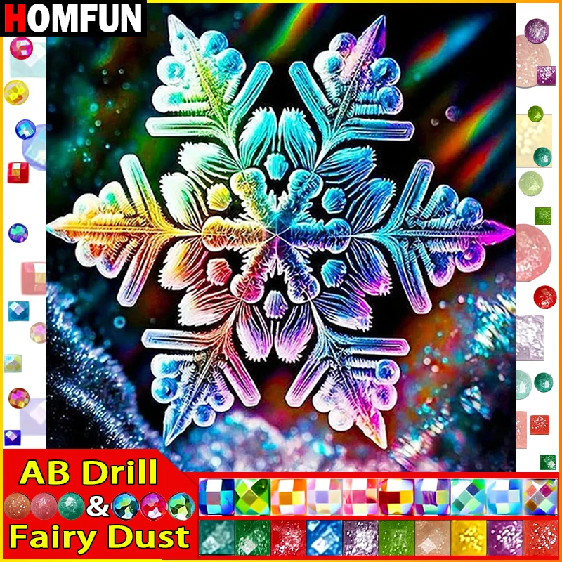 HOMFUN Fairy Dust AB Diy Full Square Round Drill 5D Diamond Painting Diamond ricamo \