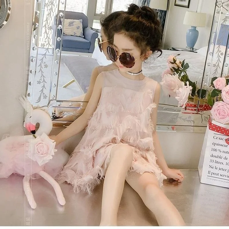 Summer Dress Girl 2024 New Child Casual Girls Ball Gown Dresses for School Elegant Vest Princess Dress Kids Clothes 10 Years Old