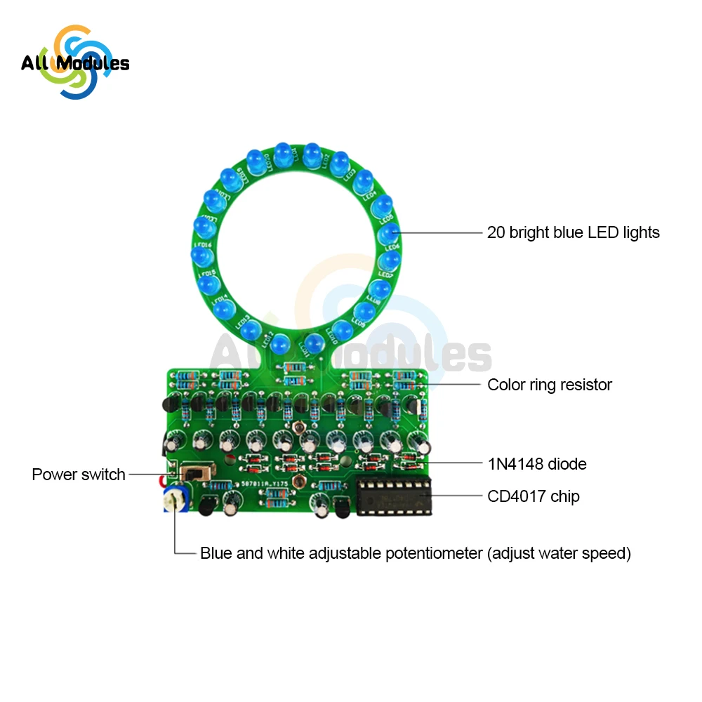 LED Flashing Lights Soldering Practice Board CD4017 Water Flowing Led DIY Kit for SMD SMT Welding Practice