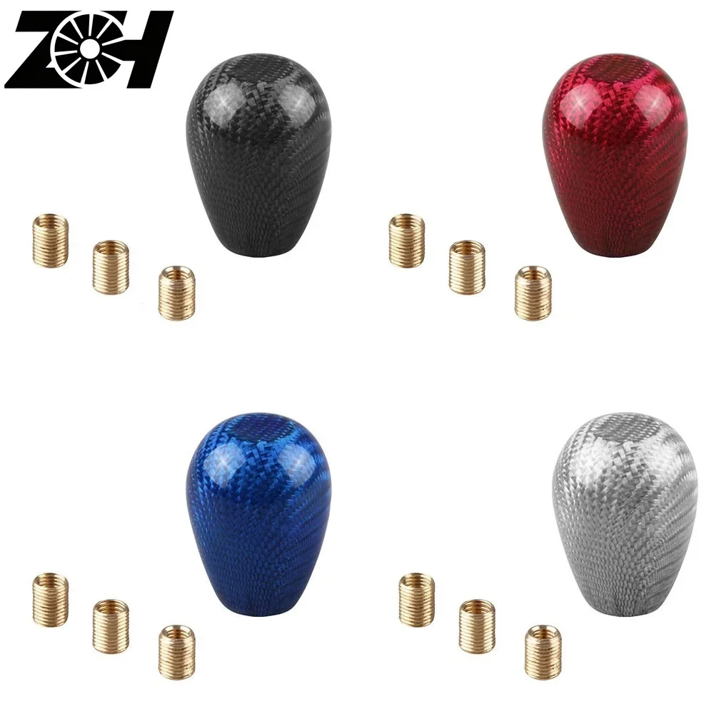 Universal Car Carbon Fiber Aluminum Gear Shift Knob Gearshift Shifter Stick Knob Lever Headball MT AT Knobs 4 Colors