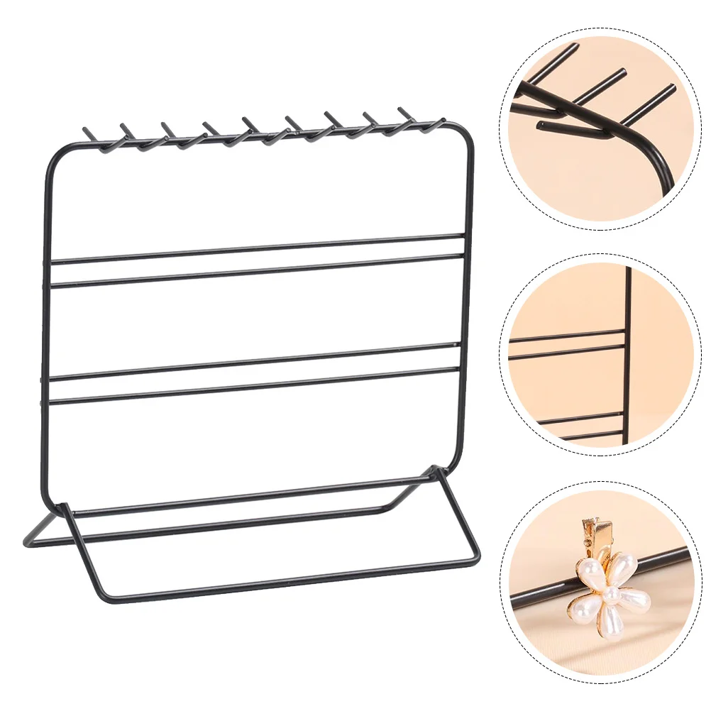 

Household Jewelry Rack Durable Wrought Iron Decorative Earring Display Rack with Storage Tray Desktop Jewelry Organizer