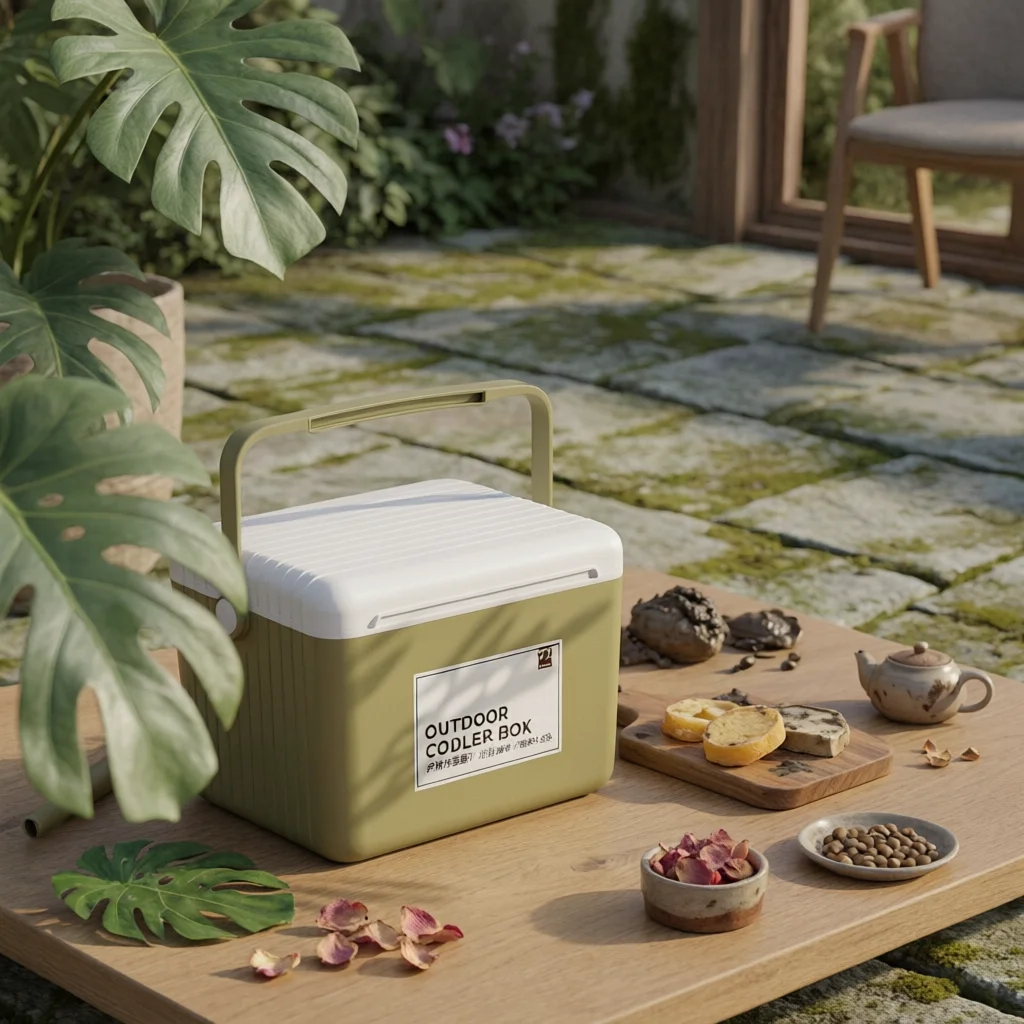 13 L Cooler Box Rigid Insulated Cooler Box Ice Chest Ribbed Outdoor Container Lock Structure