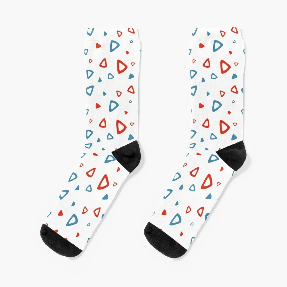 Nostalgic 90s Blue and Red Triangle Pattern Socks man Run anti-slip Men Socks Luxury Brand Women's