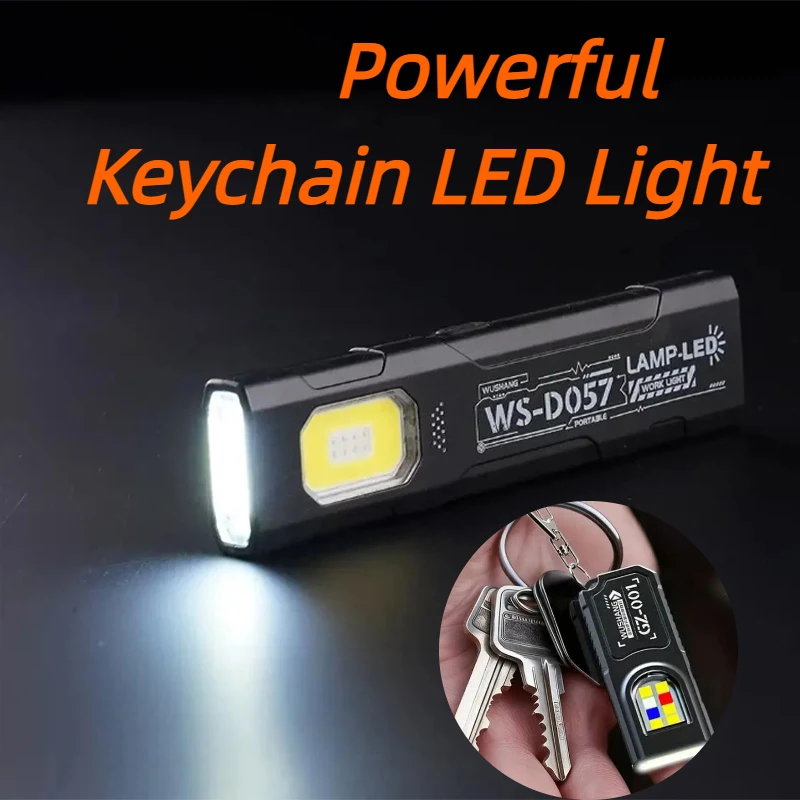 Keychain LED Light Multi-Function Emergency Flashlight with SOS Mode Portable Mini Work Light for Camping & Hiking