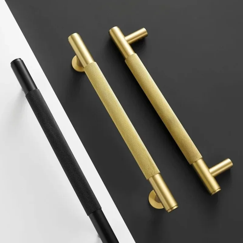 Brass Door Double Single Sided Knurled Pull Bar Wood Gate Glass Door Shower Room Matt Gold Black Handle Brass