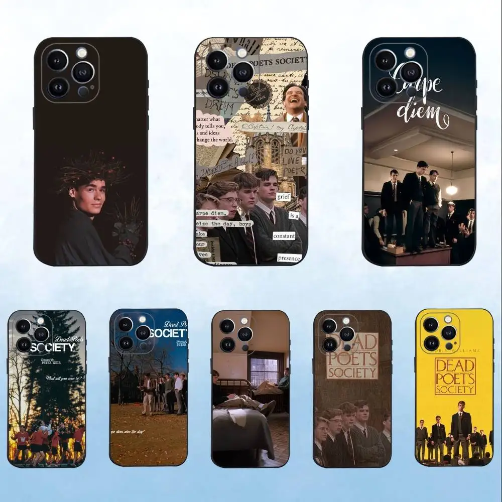 

D-Dead Poets Society Phone Case For iPhone 16,15,14,13,12,11 Plus,Pro Max,XS,X,XR,SE,Mini,8,7,Soft Silicone Black Cover