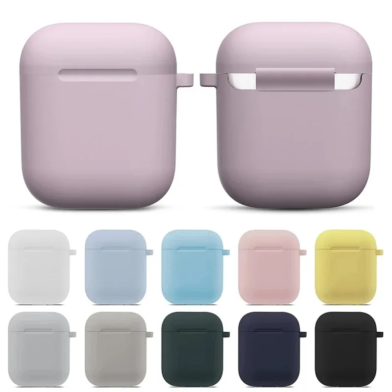 Silicone Case For AirPods 1st 2nd gen Cover Case Wirless Earphones Skin-friendly Earbuds Case with Hook Hole For Air For Pods 1