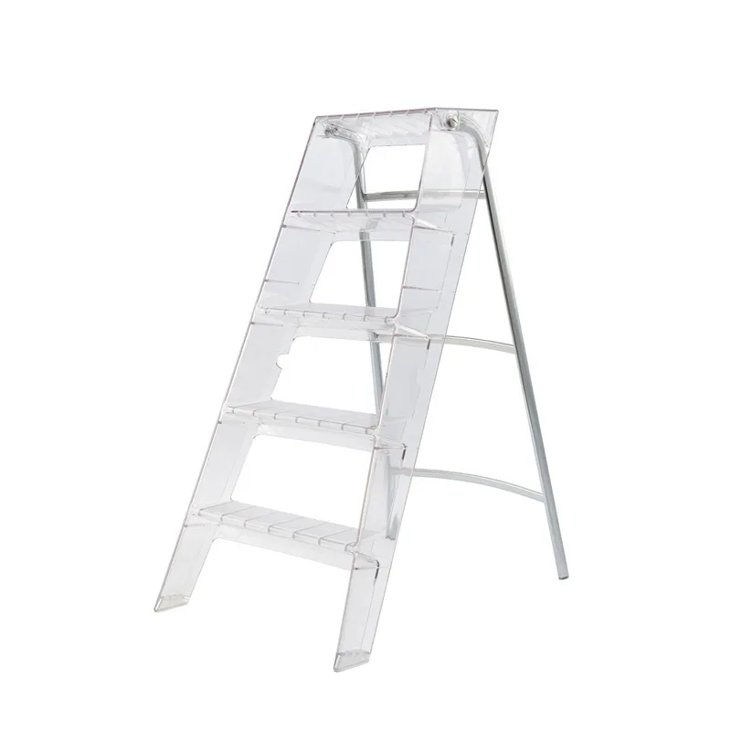 

Japanese-style household transparent acrylic ladder Portable telescopic folding ladder Multifunctional storage three-step pedal