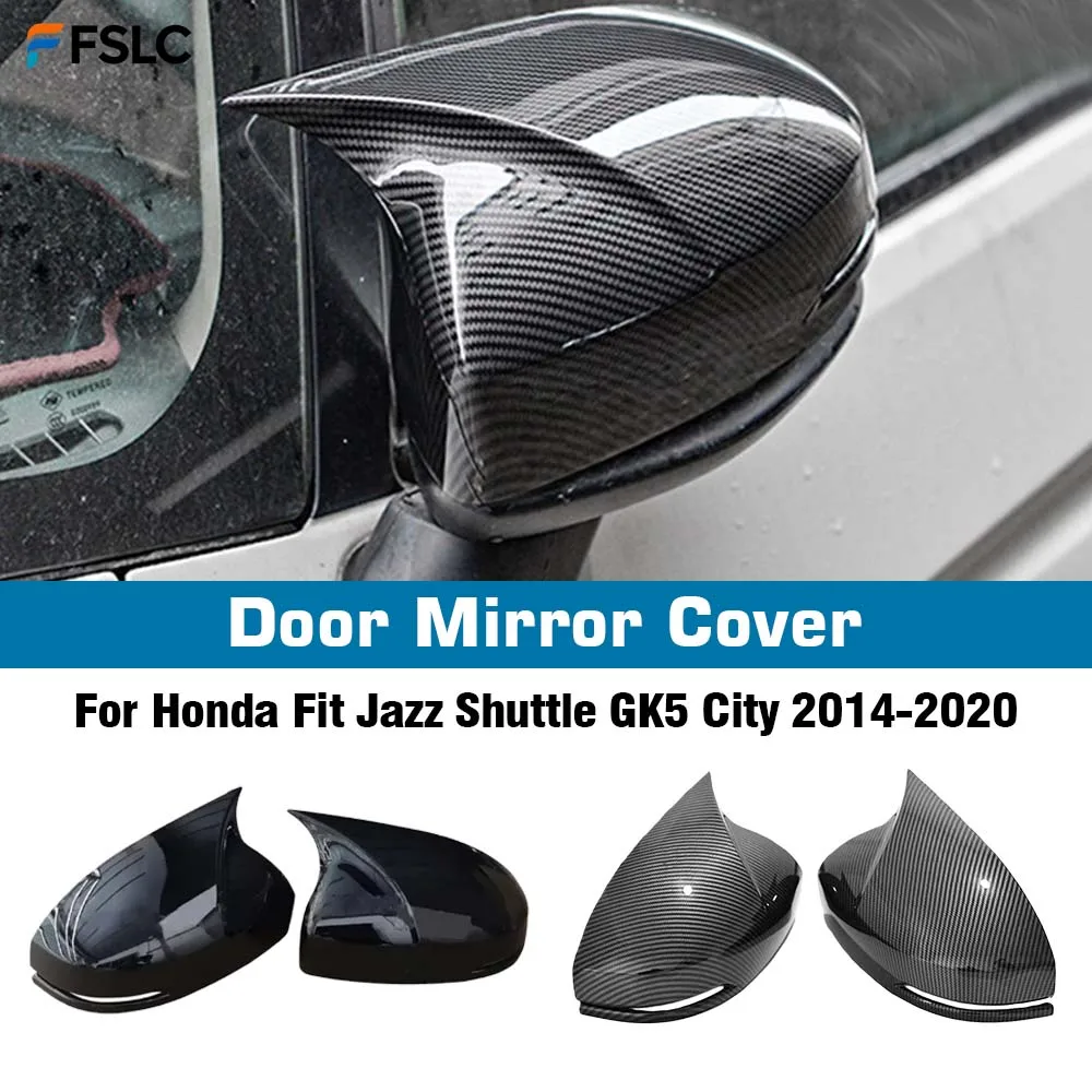 

⭐Genuine⭐ Car Decoration Door Mirror Cover For Honda Fit Jazz Shuttle GK5 City 2014-2020 Carbon Fiber Car Rearview Accessories