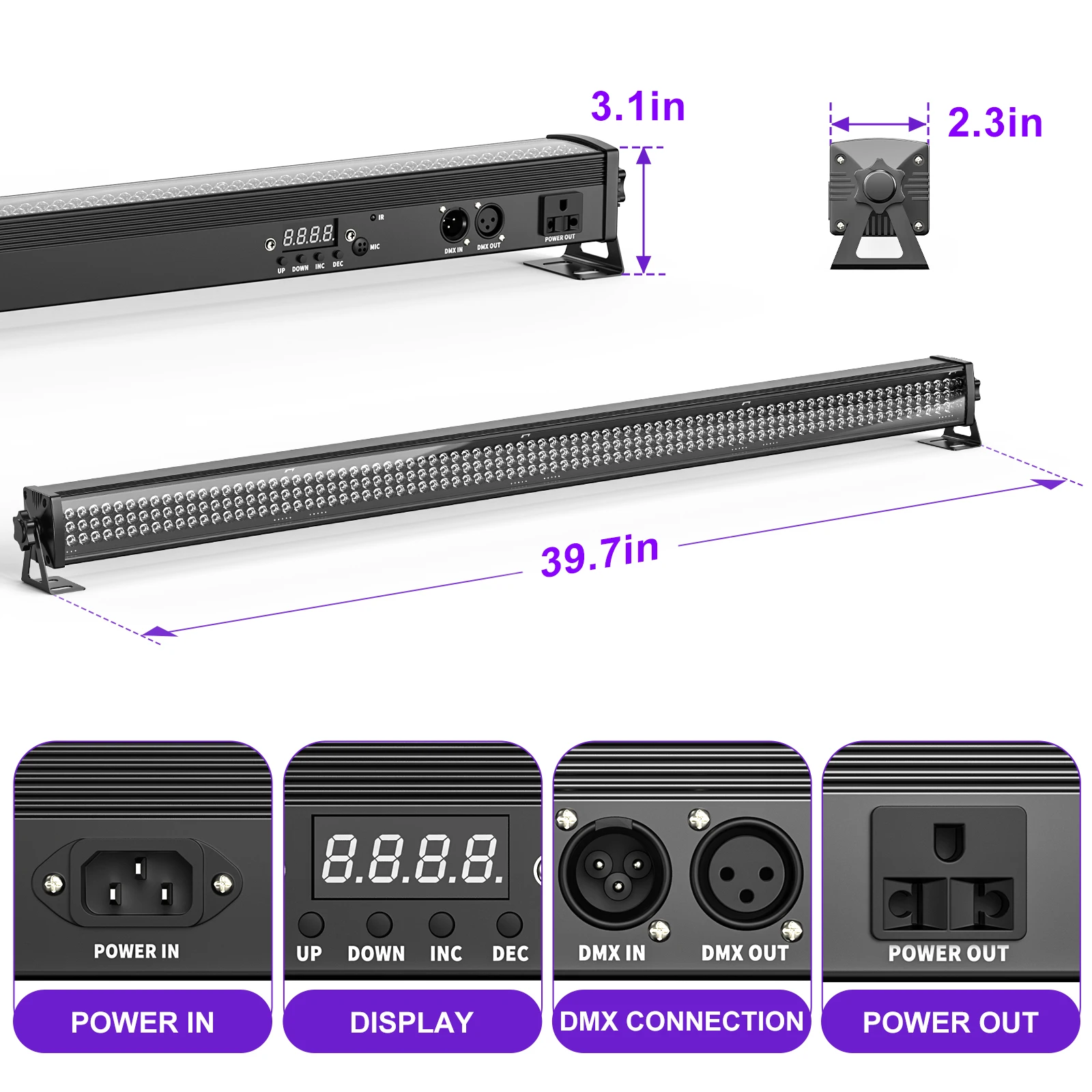 Yifamefly 36W Wall Washer Light 252PCS RGB led Stage Lights Bar DMX512 Wash Light per DJ Concert Party matrimoni Nightclub