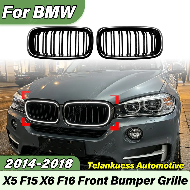 For BMW X5 F15 X6 F16 2014 2015 2016 2017 2018 Automobile Front Bumper Air Intake Grille Sports Racing Single Line Style Grille