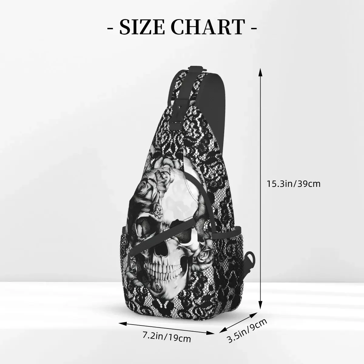 Gothic Lace Skull Crossbody Chest Bags Pockets Travel Pack Messenger Sports Teens Shoulder Bag Unisex