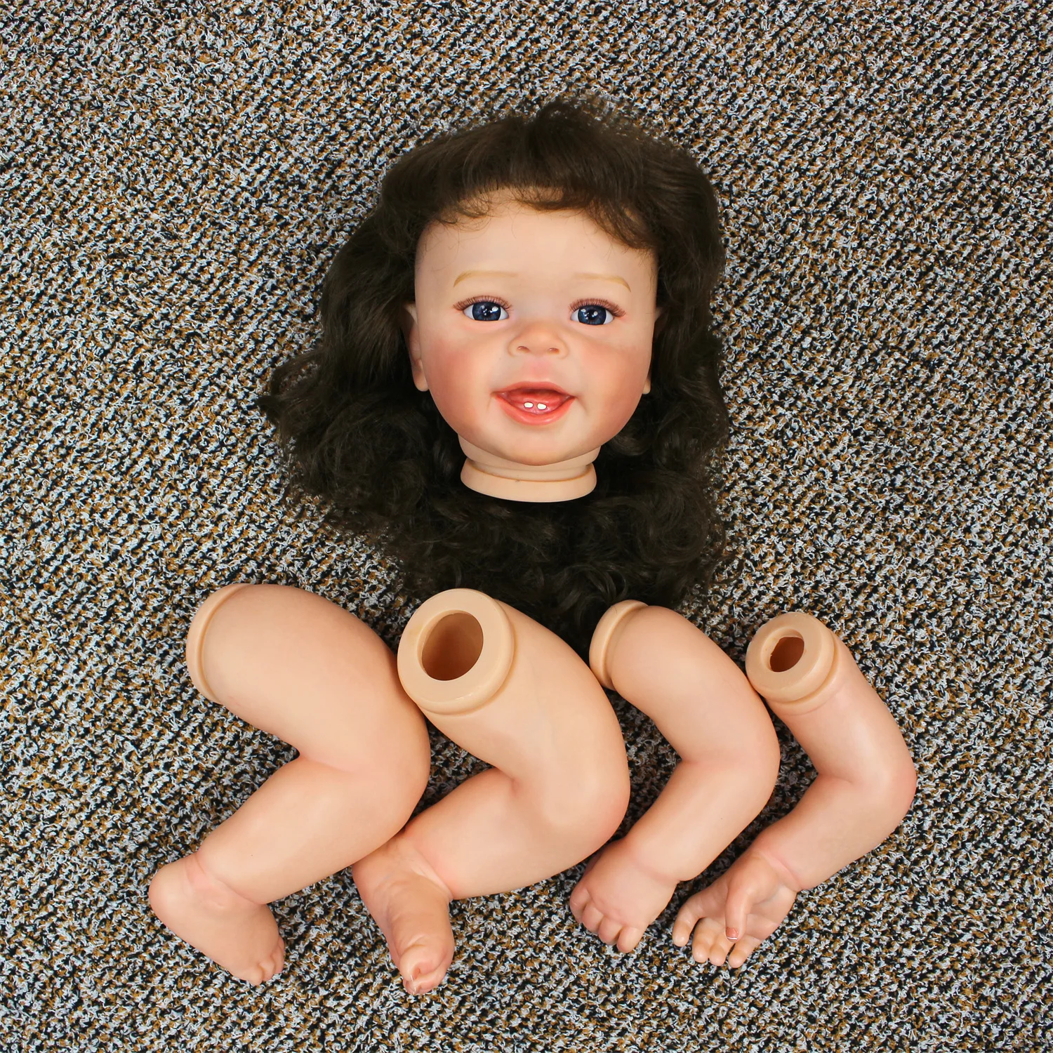 Cuddly Yannik 수제 인형 키트, 뿌리깊은 모발로 다시 태어난 미완성 DIY 인형 키트, 실물 같은 현실적인 다시 태어난 유아 인형, 22 인치