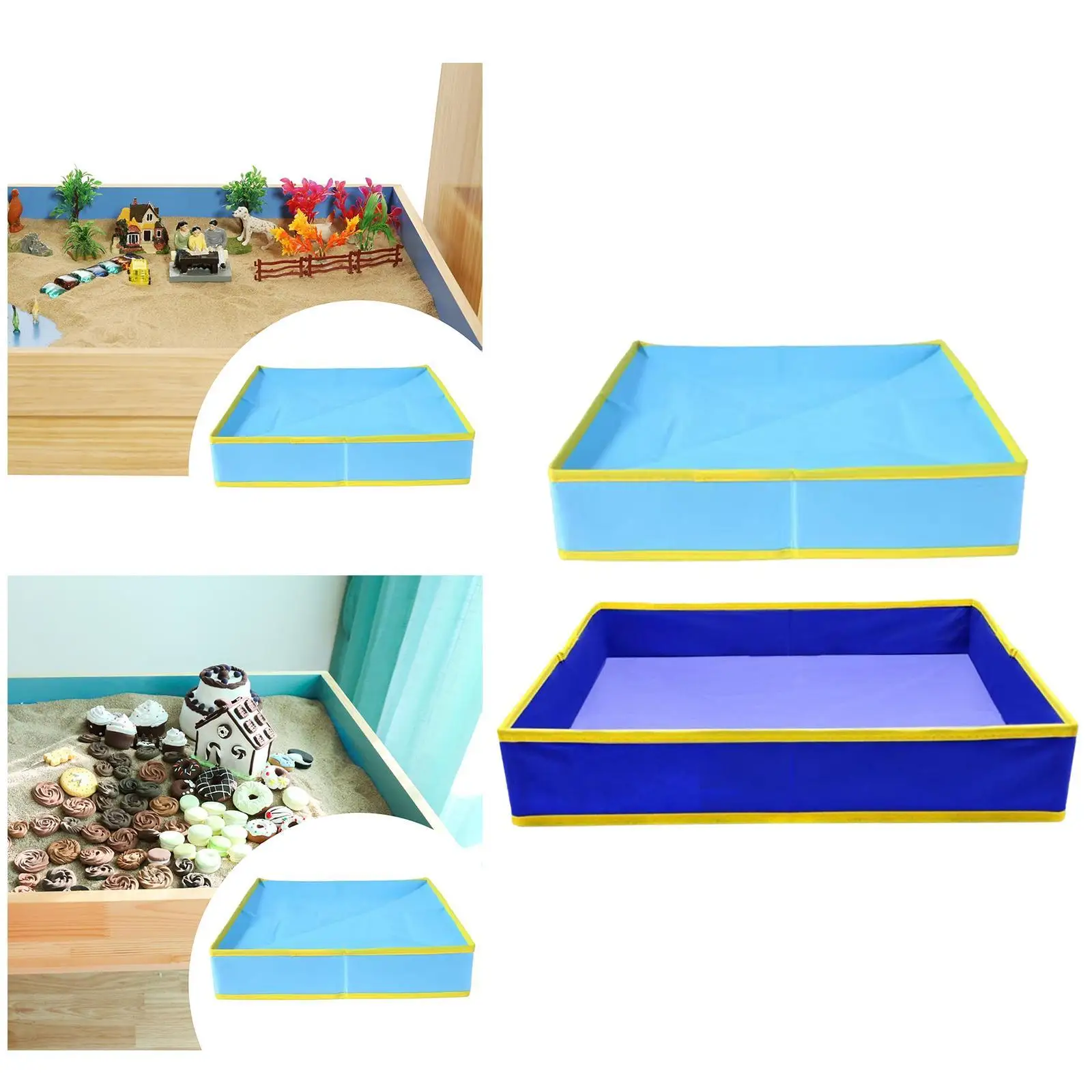 Kid Sandbox Tray, Portable, Thickened, Smooth, Large Space, Easy to Clean Sensory Play Tray Play Sand Polyester Sandbox