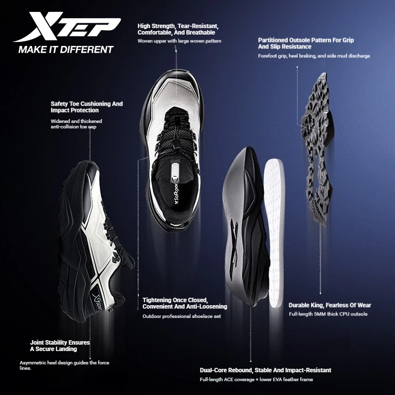 Xtep Chase Mountain 2.0 Pro For Female Wear-Resistant Durability Outdoor Hiking Shoes Cushioning Elasticity Sole 874318170009