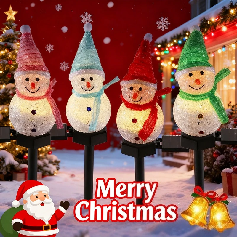 عيد الميلاد LED ثلج الشمسية مصباح حديقة في الهواء الطلق ضوء أرضي تعمل بالطاقة الشمسية عيد الميلاد مسار أضواء ل 2026 ديكورات للباحة الجديدة