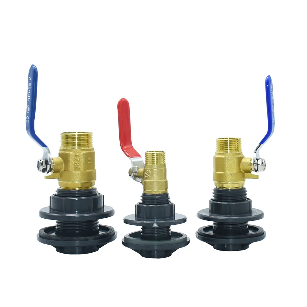 Water tank valve adapter 1/2 3/4 1 inch Thread Connector Brass Valve Tank Fitting Outdoor Rainwater Collection Buckets Coupler