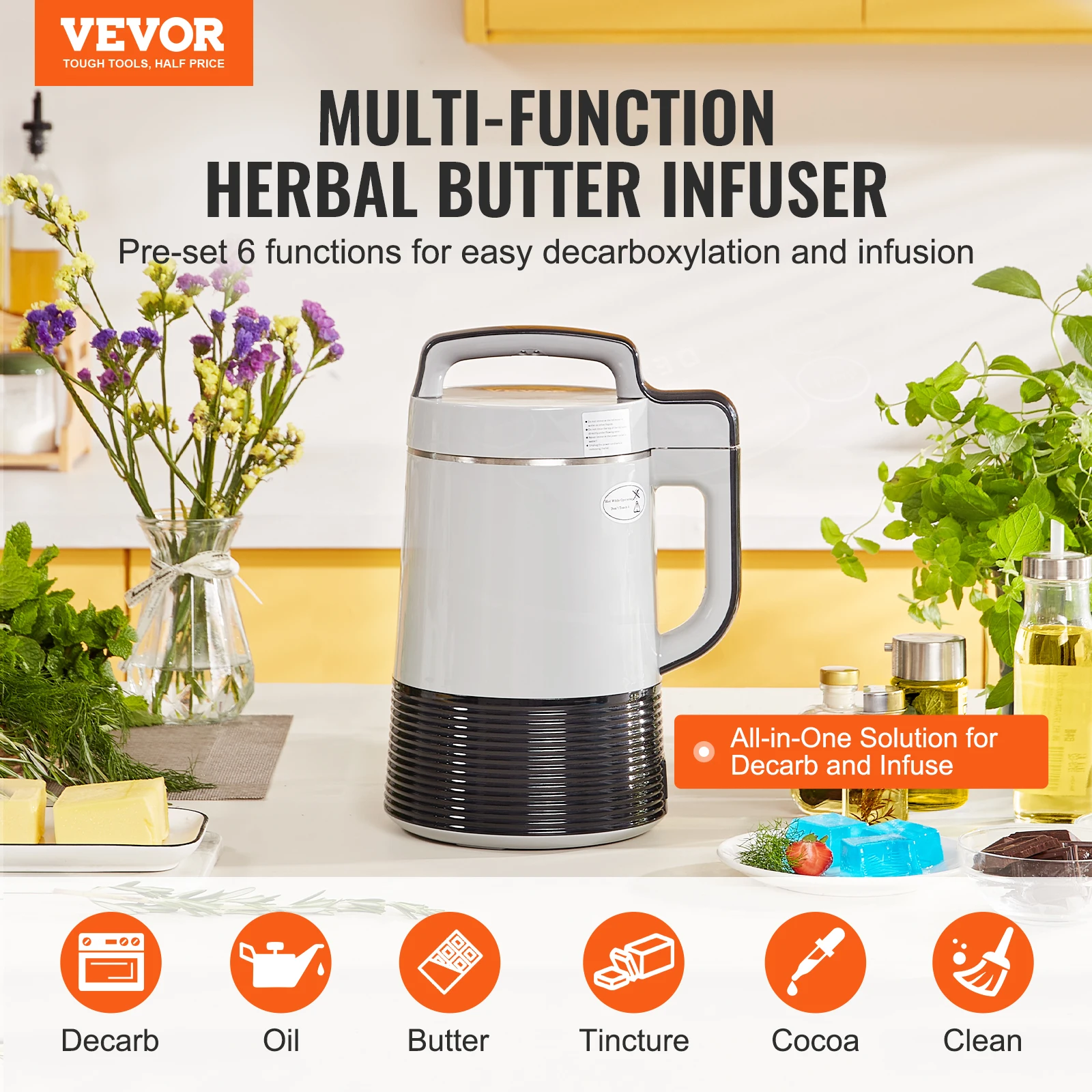 VEVOR Butter Maker Machine 6 Functions Herbal Infuser, Magic Butter Machine &Oil Infusion Machine with Customizable Temperature