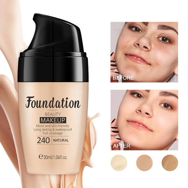 30ml Liquid Foundation Concealer Face Base BB Cream Long Lasting Waterproof Cover Acne Spot Full Coverage Professional Makeup