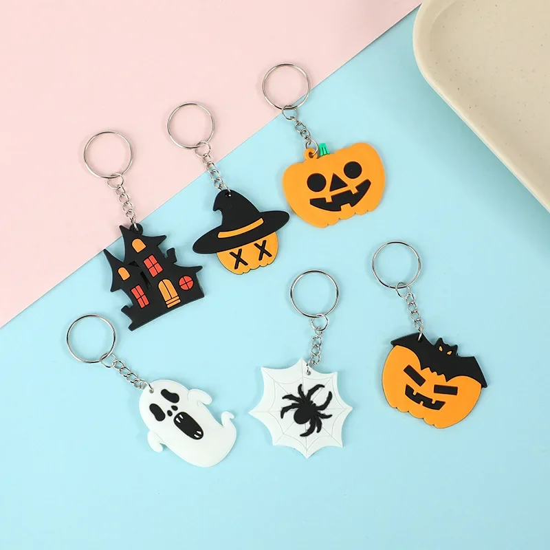 Creative Cartoon New Halloween Small Pendant Pumpkin Lamp Ghost Keychain Magic Ghost House Series Jewelry Anime Cute Key Chains