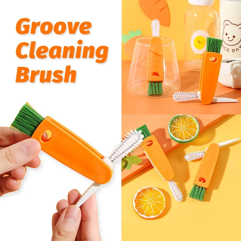 3 In 1 Bottle Cap Cleaning Brush Milk Bottle Brushs Cup Cover Clean Brush Kitchen Portable Multifunctiona Groove Cleaning Brushs