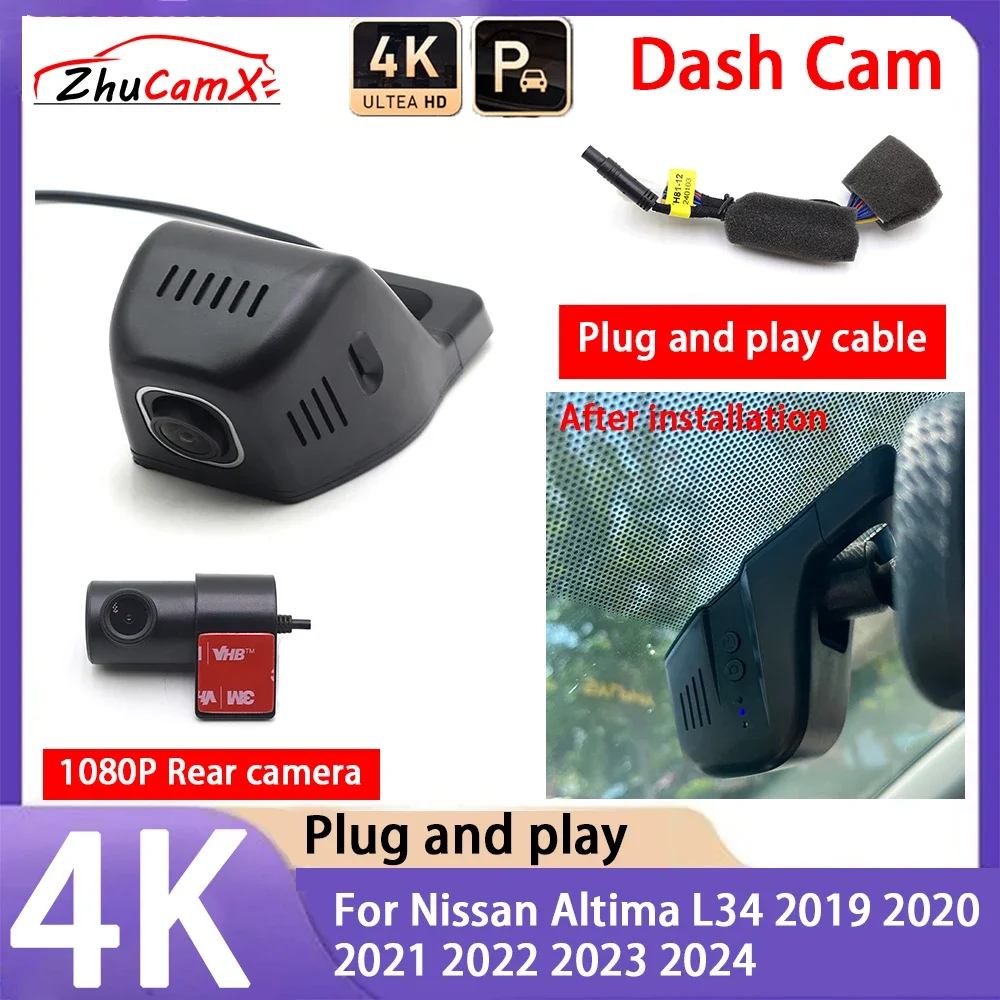 

ZhuCamX 4K 2160P Car Camera Plug and Play UHD Dash Cam Night Vision for Nissan Altima L34 2019 2020 2021 2022 2023 2024