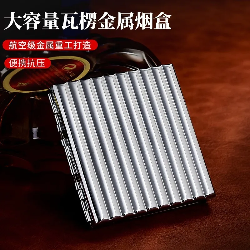 

20 pack Large capacity Metal Cigarette case Personalized flip up Sealed Waterproof portable Cigarette Box Smoking Accessories