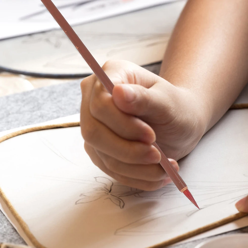 

3pcs Little Red Writing Brush for Calligraphy Chinese Painting Drawing Wood H Fine Tip Art Supplies Ink Brush Set