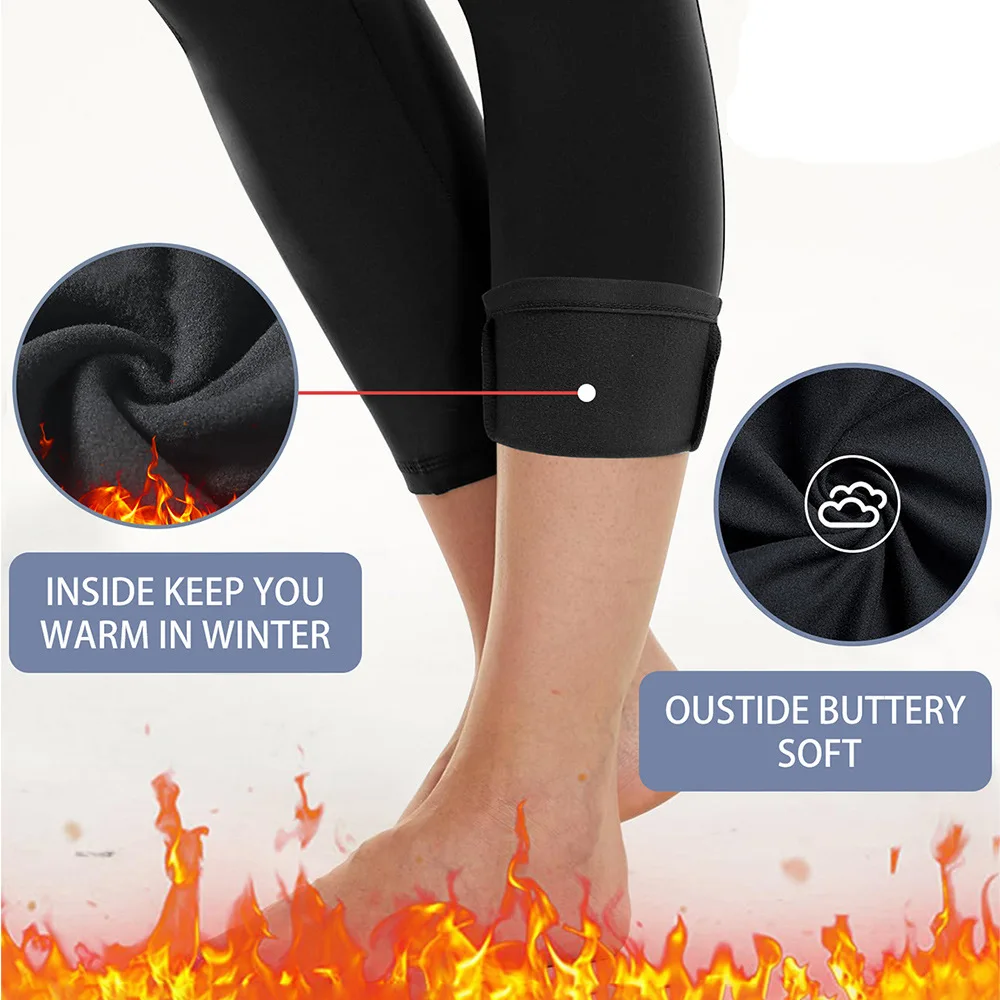 Women Winter Fleece Lined Thermal Leggings with Pockets High Waist  Stretchy Yoga Pants Thick Warm Outdoor Workout Running Tight