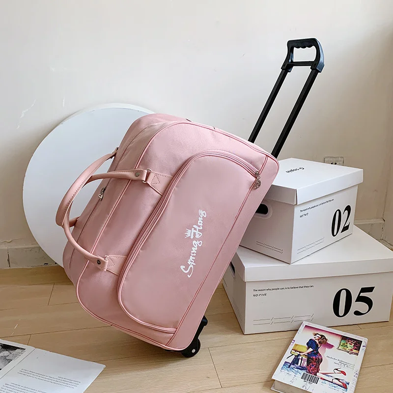 Large Capacity Trolley Case Travel Bag Handbag Foldable Thickened Wearresistant Boarding Case Home Storage Travel Convenient Bag