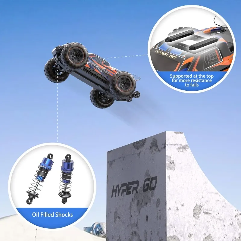 H16DR Voiture télécommandée rapide prête à courir à l'échelle 1:16, Monster Truck RC à saut à grande vitesse, voitures RC tout-terrain, 4WD All Terr
