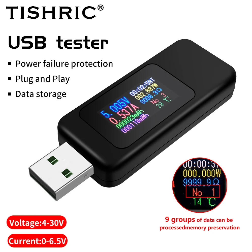 

TISHRIC MX18 USB Tester DC 4-30V Voltage Detecto Digital Voltmeter Ammeter Detector Mobile Power Charger Indicatorr