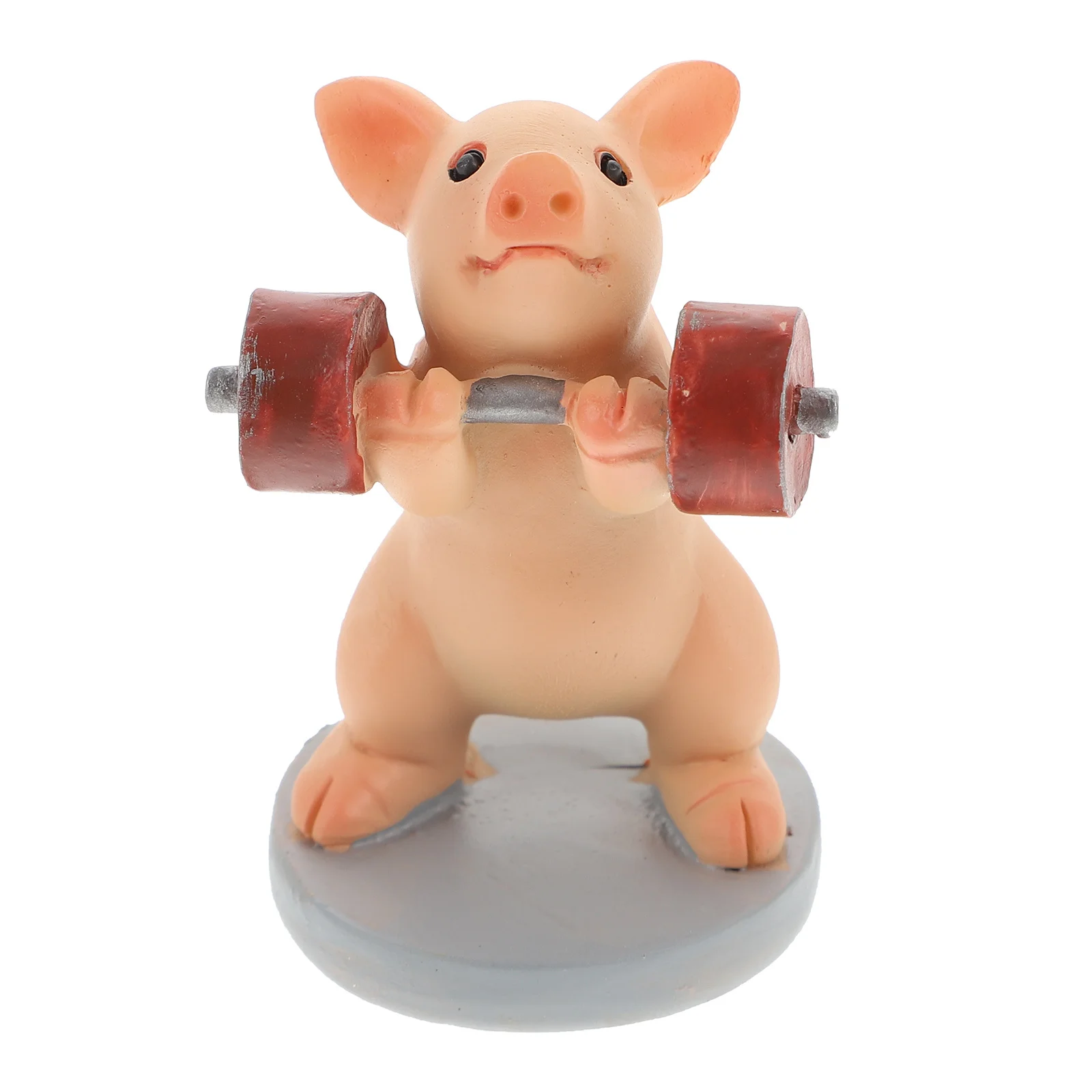 

1Pcs Cartoon Pig Decor Resin Craft Adornment Lifting Dumbbell Design Desktop Animal Ornament for Home Office Indoor Scene