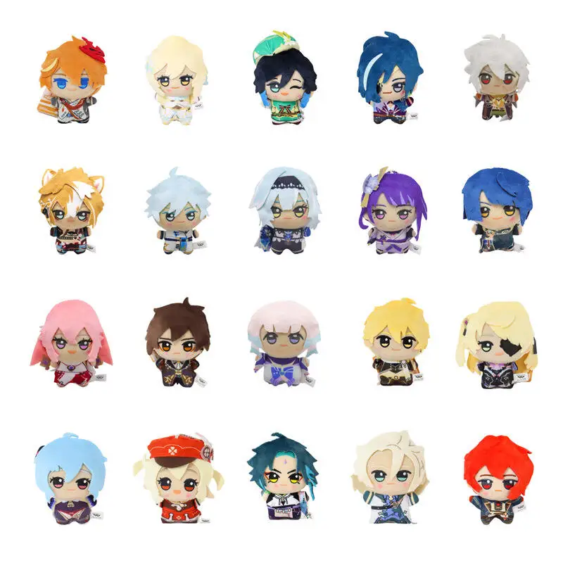 10 سنتيمتر أنيمي الكرتون Genshin تأثير Zhongli Klee ألعاب من نسيج مخملي الإبداعية الجديدة ألعاب من نسيج مخملي على ظهره المفاتيح ملحق هدية للأصدقاء