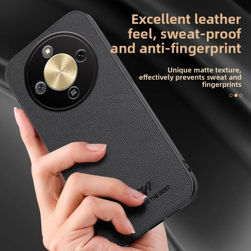 حافظة لهاتف Honor X9D جديدة للأعمال من الجلد العادي غطاء مغناطيسي مضاد للسقوط غطاء مضاد للسقوط لهاتف Honor X70 ممتص للصدمات Funda