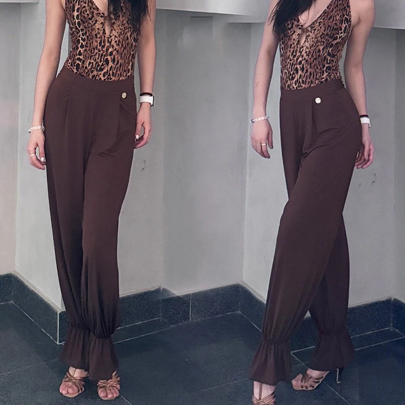 Latin Dance Costumes Tapered Pants Practice Pants National Standard Dance Trousers Training Pants Tango Samba Dance DQL12312