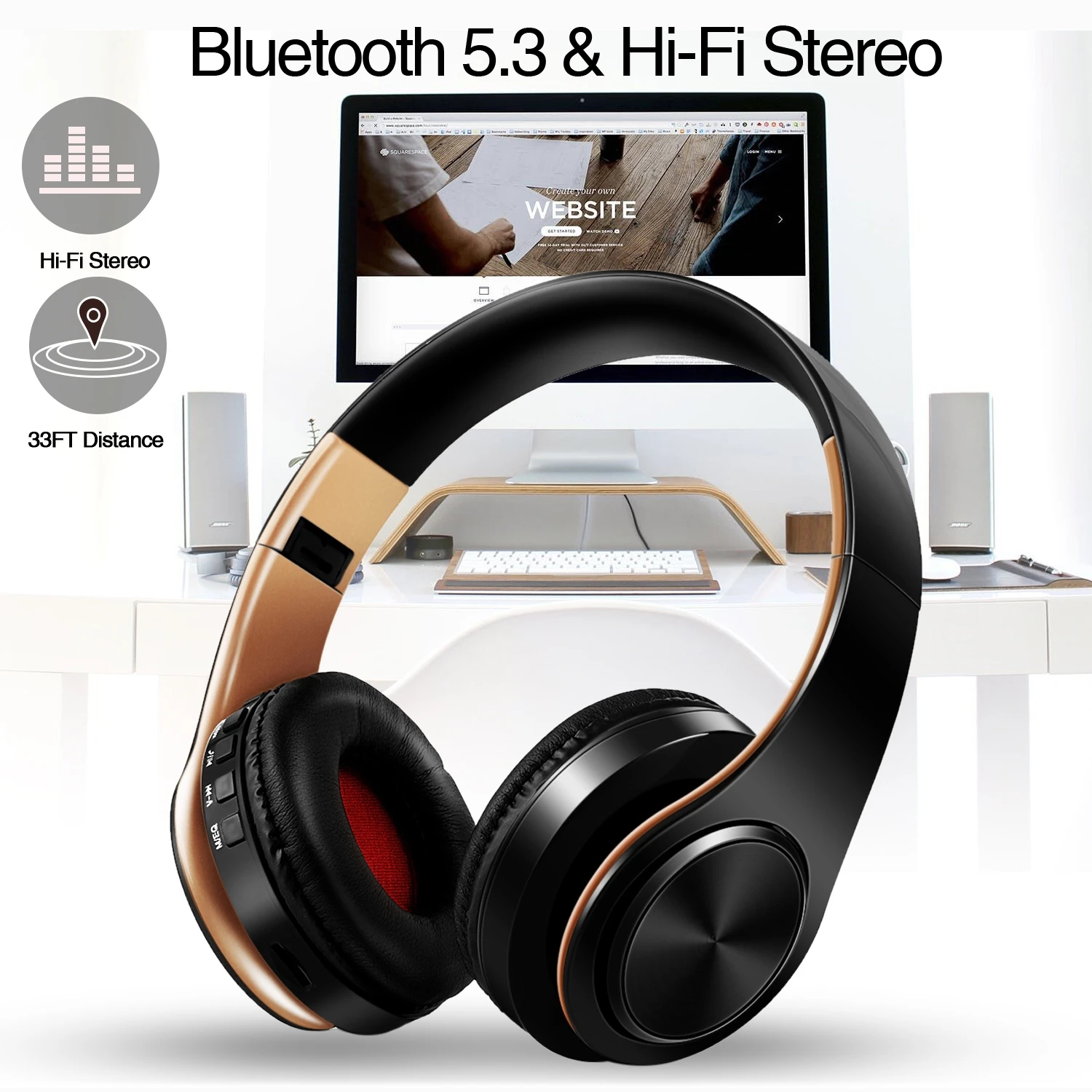 2025 New Wireless Headphones Bluetooth Headset Stereo Earphones Gift for Students Girls Samsung Sport and SD Card  FM with Mic