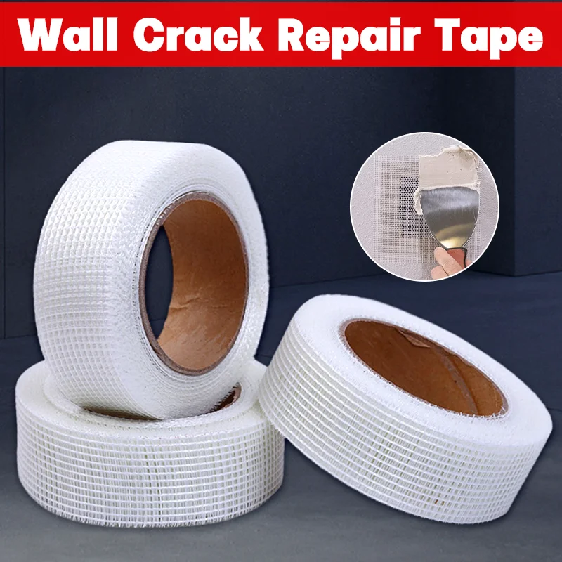 Mesh Fiber Tape Glass Fiber Tape Self-Adhesive Wall Crack Prevention Mesh Traceless High Viscosity Adhesive Tape Strong Fixation