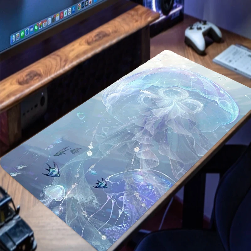 Ocean Jellyfish Pattern Design Large Mouse Pad Desk Mat Gaming Pad Pc Accessories Computer Keyboard Mouse Pads Office Carpet