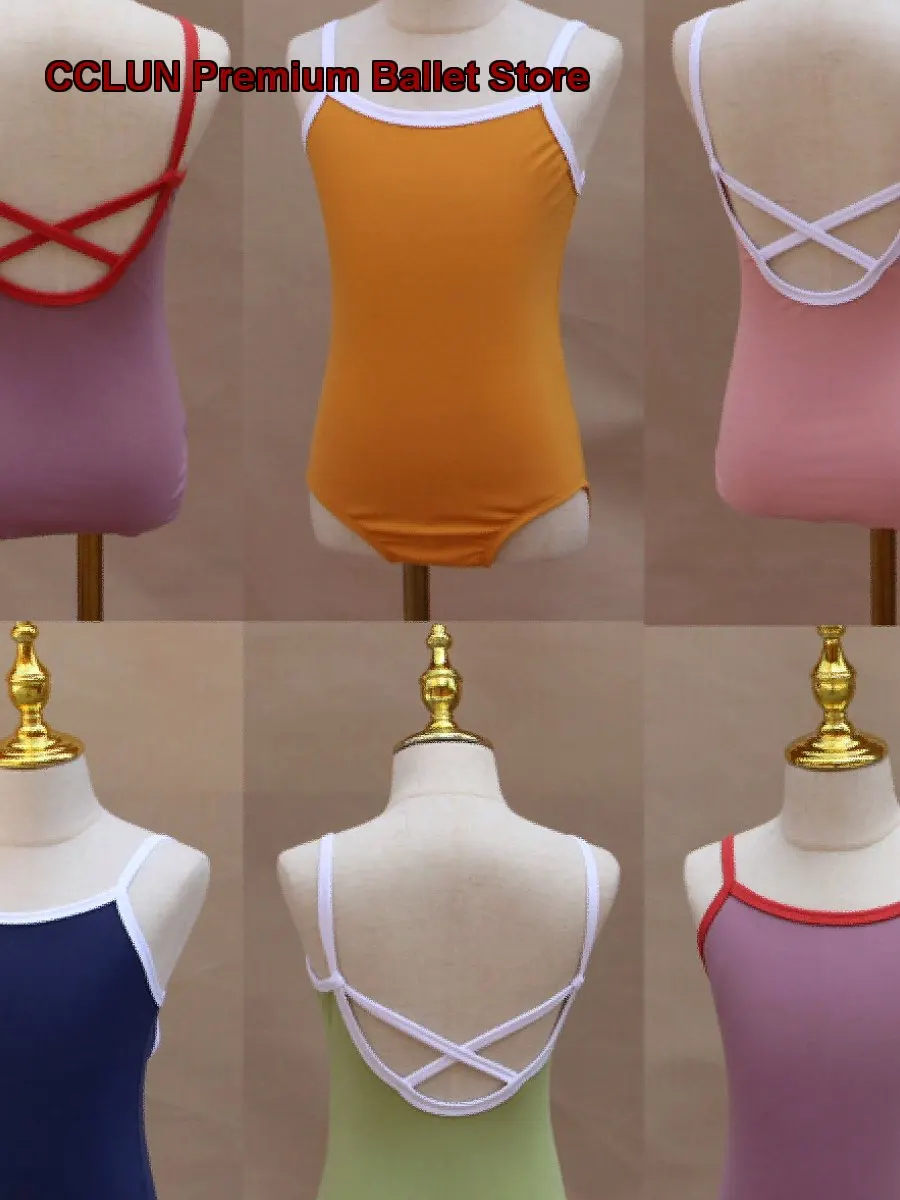 Girls' Spring Summer Dance Dress Spaghetti Strap Art Exam Gymnastics Kids Chinese Body Jump Practice