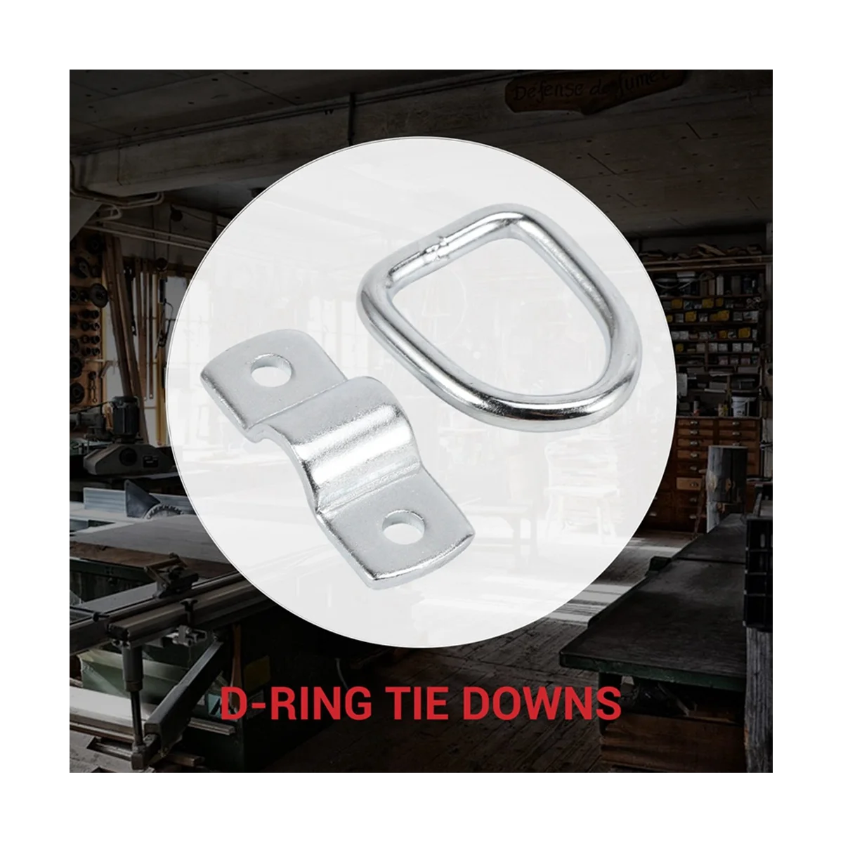 D-Ring Tie Downs 1/4 Inch D-Rings Anchor Lashing Ring for Loads on Trucks Heavy Duty Tie Down Ring with Mounting Bracket