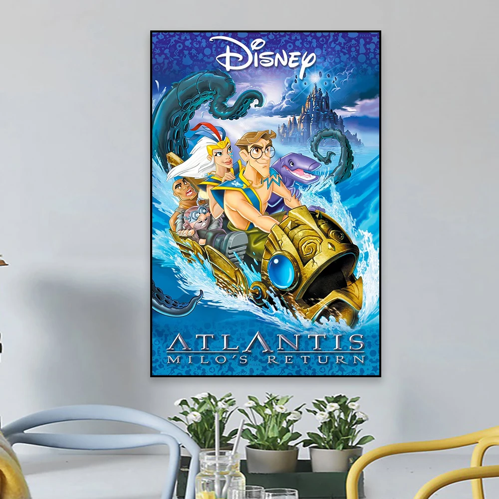 الكلاسيكية أتلانتس: الإمبراطورية المفقودة المشارك قماش اللوحة الرجعية فيلم الكرتون الرسم على لوحات القماش الجدارية يطبع ديكور غرفة نوم المنزل #2