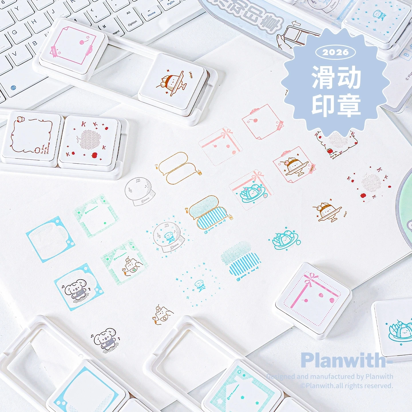 MINKYS New Arrival Cute Sliding Stamp Journal Decorative Stamps Set For Marking Kids Gift School Stationery