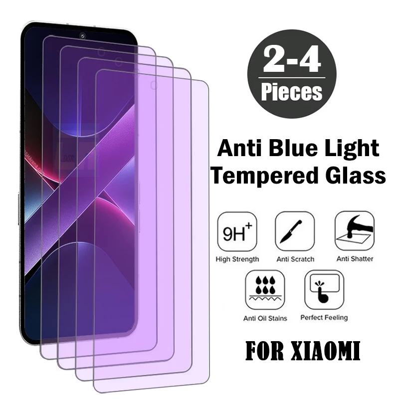 

2-4Piece Anti Blue Light Tempered Glass for Xiaomi Poco X7 X6 F6 F5 Pro Screen Protector for Xiaomi Black Shark 5 4 4S Pro Film